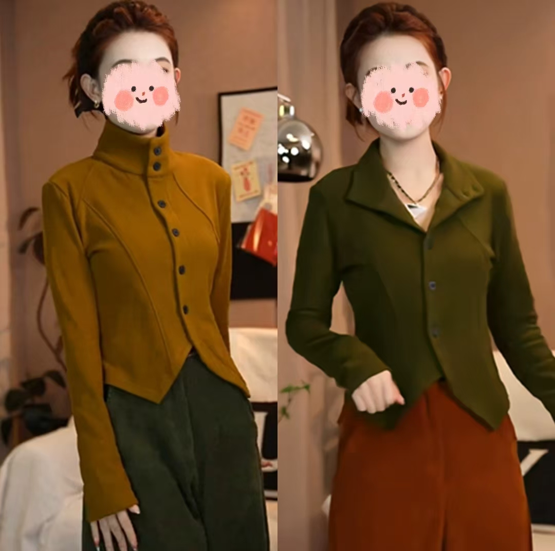 小个子洋气不规则内搭2025秋冬新款修身显瘦双面绒打底衫高领上衣