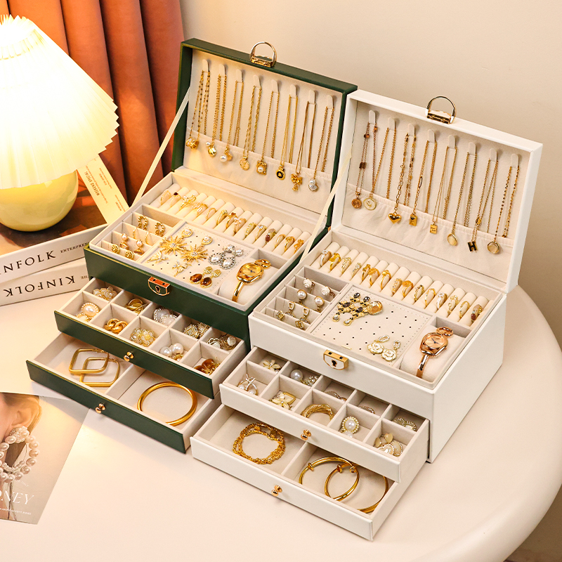 首饰盒/箱 西邮哥【新疆包邮】首饰收纳盒项链耳饰手饰戒指珠宝收纳