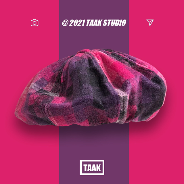 网红ins扎染渐变大版贝雷帽子女秋冬天显脸小覆古百搭毛呢云朵帽