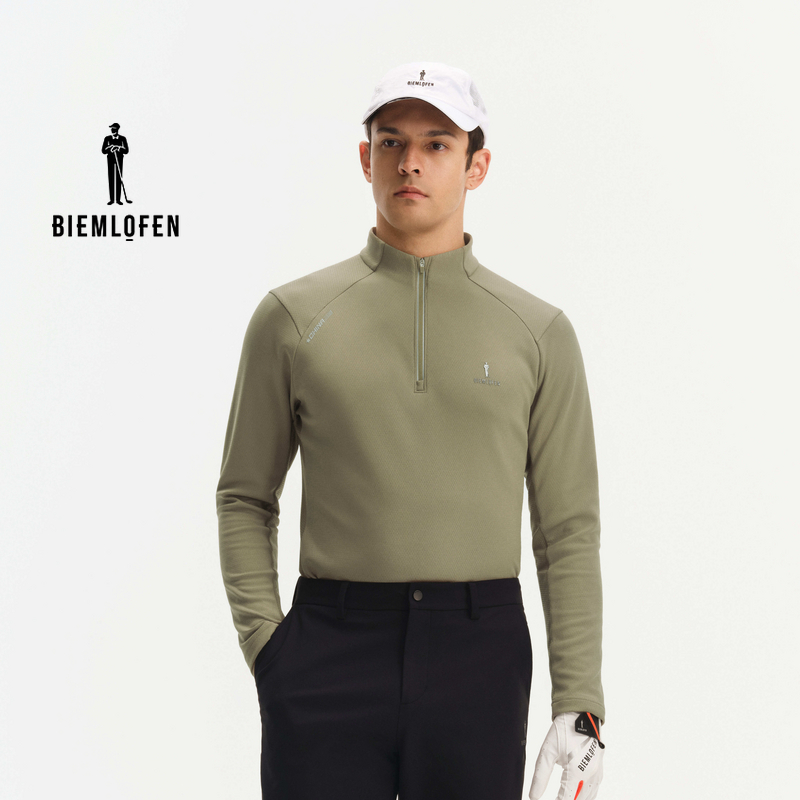 【日本功能面料】比音勒芬高尔夫2025秋新男休闲透气立领长袖T恤