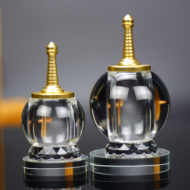 水晶工艺品水晶瓶舍利塔小号密封空瓶子装藏甘露丸的瓶子桌面摆件