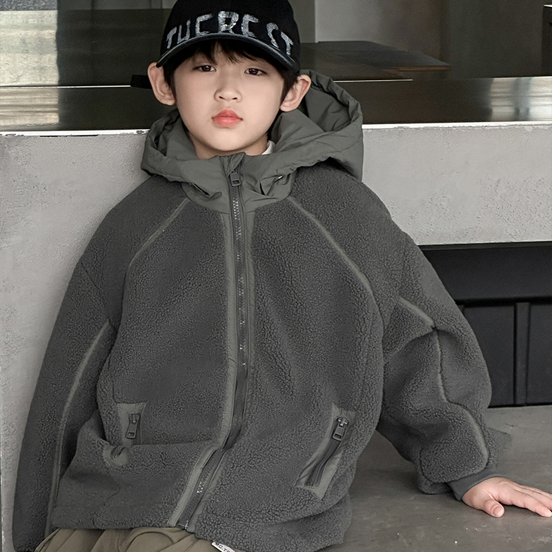 巴拉童年巴拉男童加绒外套秋冬2026新款冬装痞帅加厚中大儿童摇粒