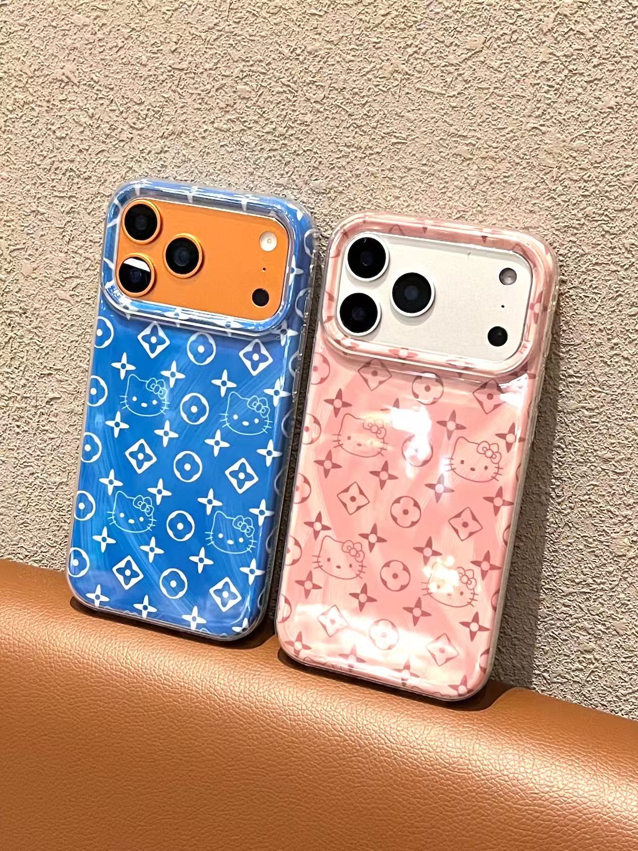 可爱KT老花图案菲林果冻二合一手机壳适用苹果16/15/14/13/防摔壳