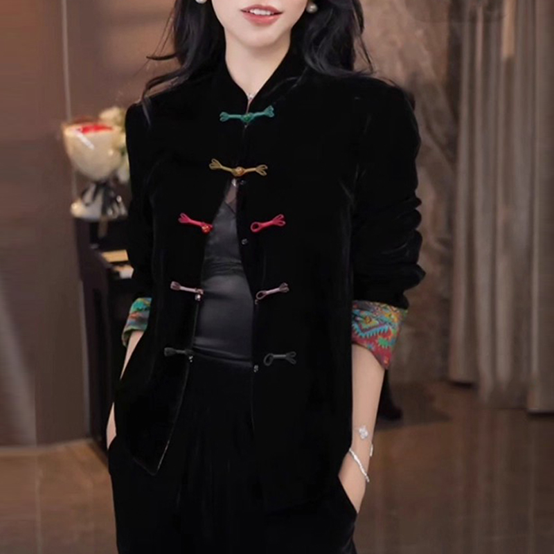 2025早秋新款新中式国风双面穿短外套复古盘扣撞色显瘦上衣女潮流