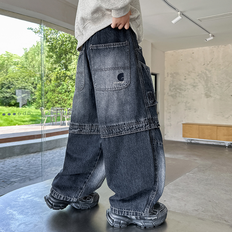 【2025秋款上新】男童牛仔裤儿童洋气宽松直筒裤子中大童春秋款长裤