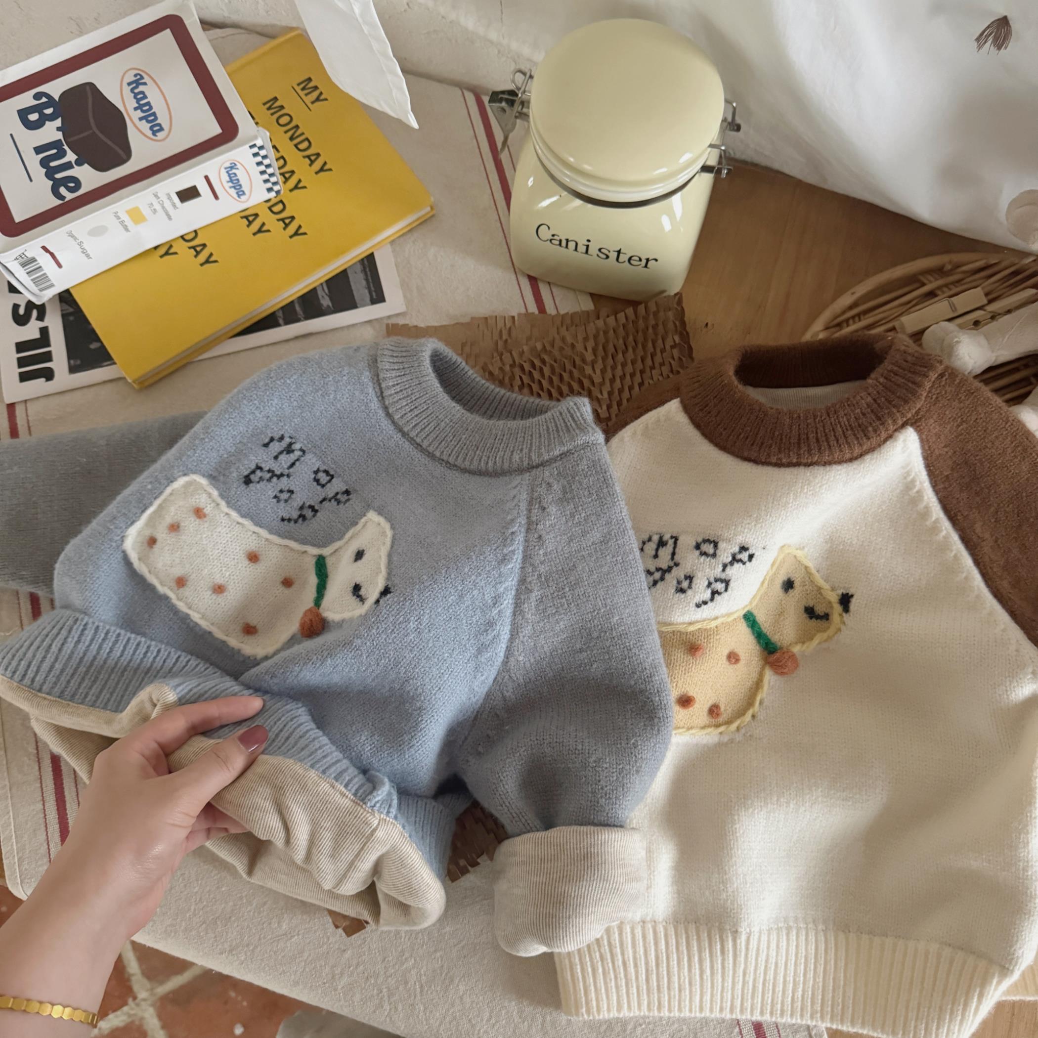 儿童毛衣男女童加厚休闲针织衫2025冬新款宝宝卡通套头打底衫保暖