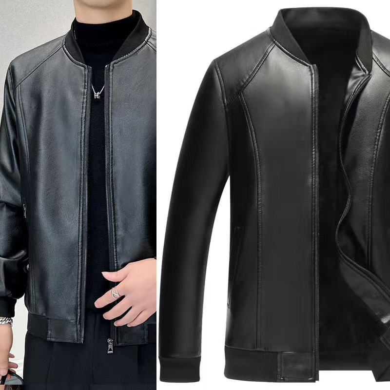 2024年新款男士立领皮衣外套 买一送一皮衣