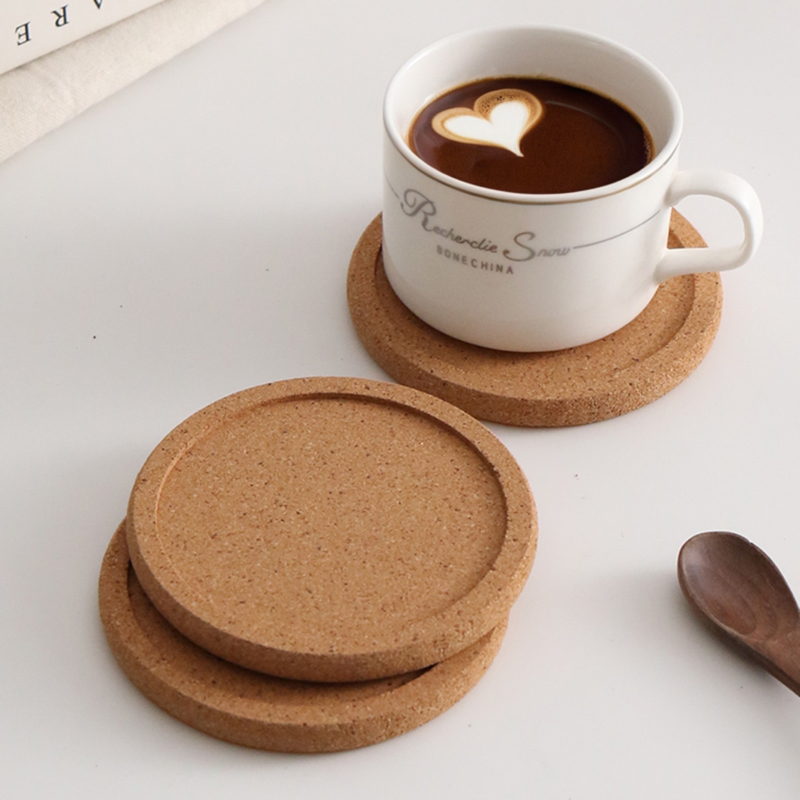简约软木隔热专用杯垫垫子水杯垫圆形复古茶杯垫家用耐高温隔音垫