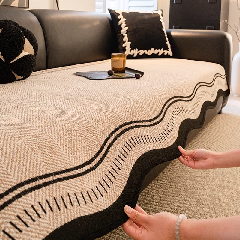 也米异形雪尼尔沙发垫四季通用高级感防滑新款一片式沙发盖布巾