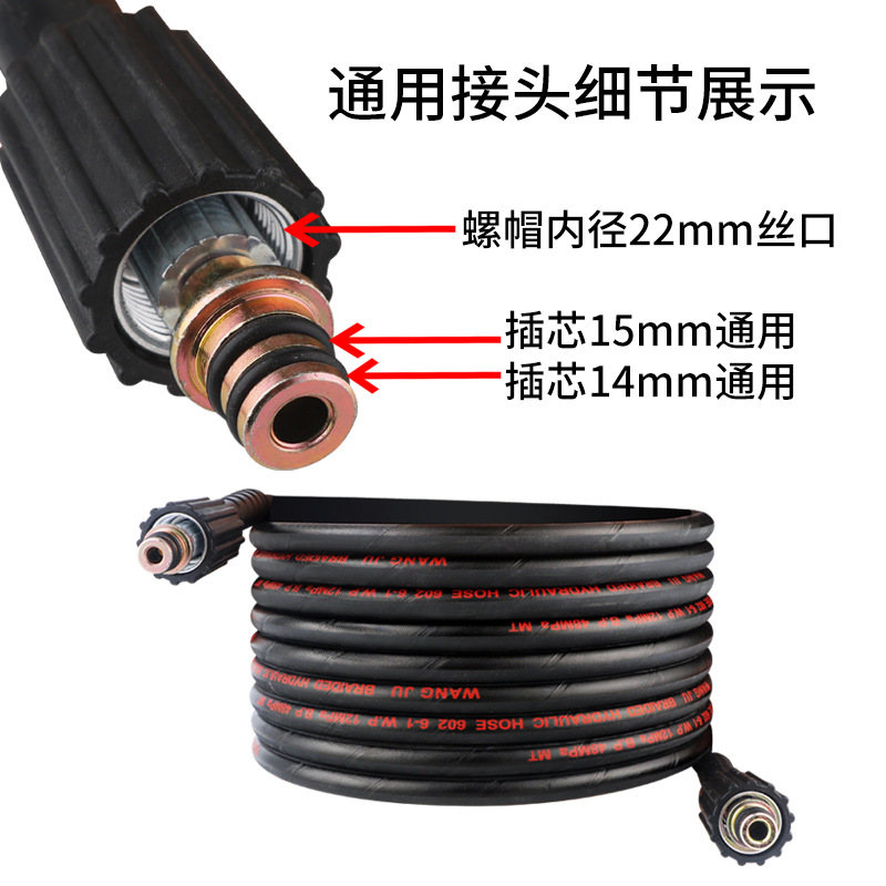 洗水车水管高压出水管配件380家用黑猫清洗机水枪压力防爆钢丝管