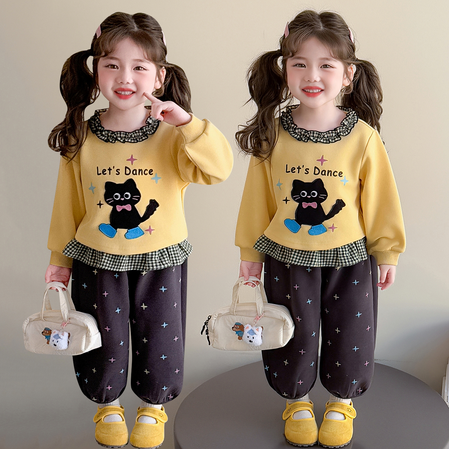 女童套装洋气时髦儿童休闲卫衣两件套小女孩宝宝春秋装2025新款潮