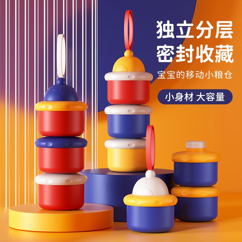 婴儿奶粉盒便携外出辅食分装宝宝独立分格米粉盒密封奶粉格分装盒