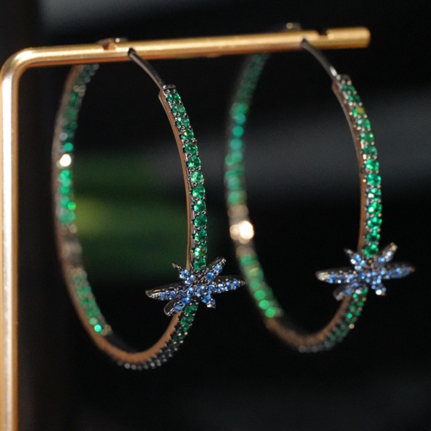 铜合金耳饰 A375 八芒星圈圈时尚小众轻奢简约耳饰耳环经典日常