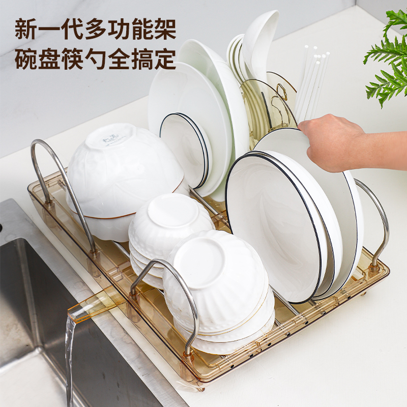 不锈钢厨房沥水架碗筷子盘碟子防锈可拆卸落地式收纳架家用置物架