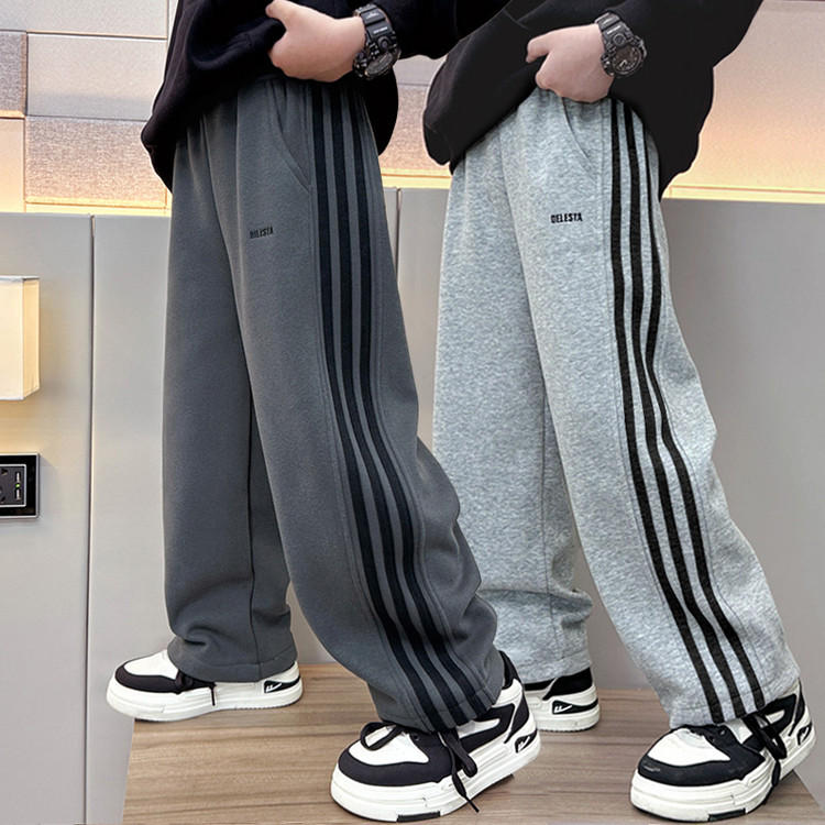 男童直筒裤子秋冬款洋气2025中大童长裤宽松儿童休闲卫裤舒适百搭