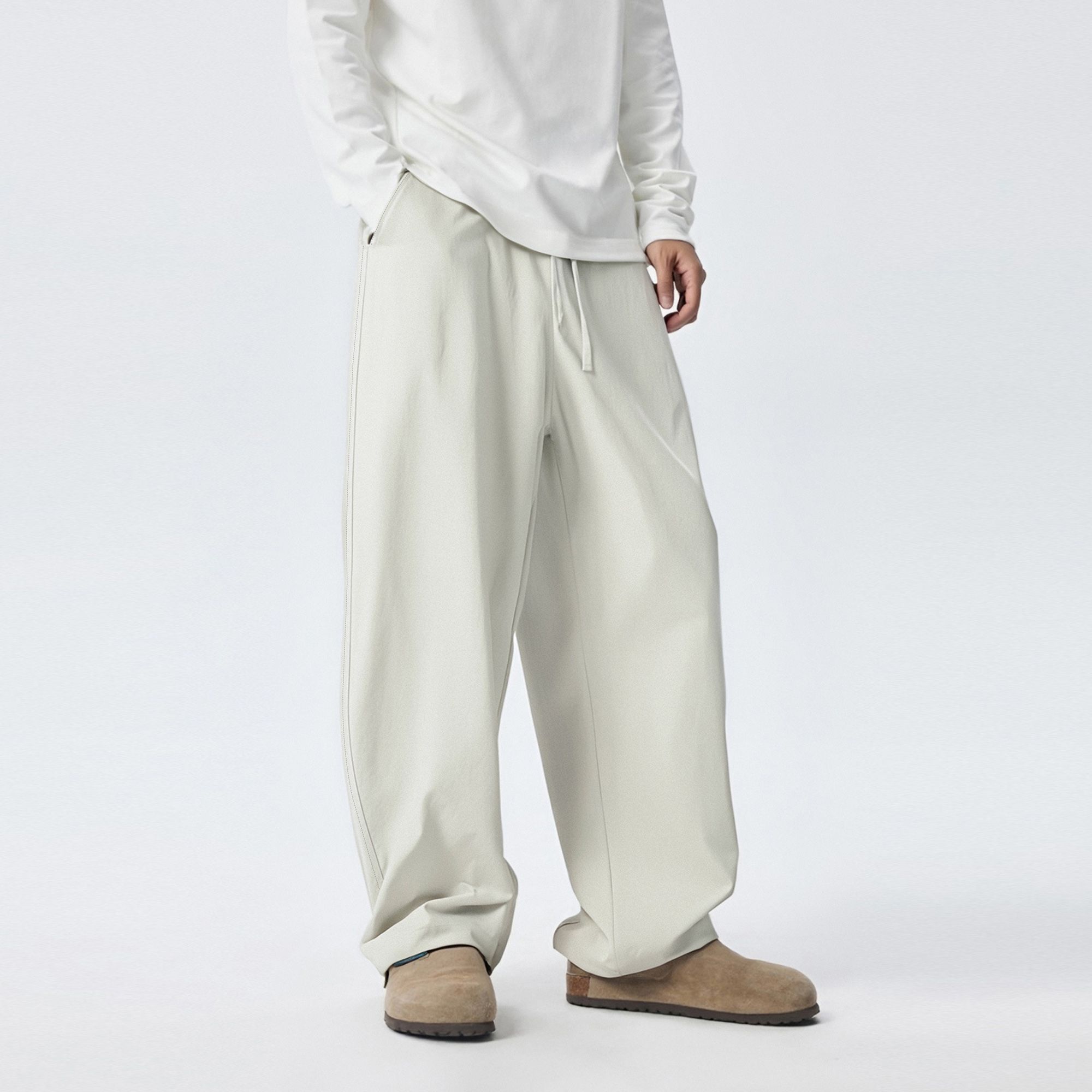 BD新款弯刀裤男秋季简约垂感梭织长裤直筒宽松休闲裤子