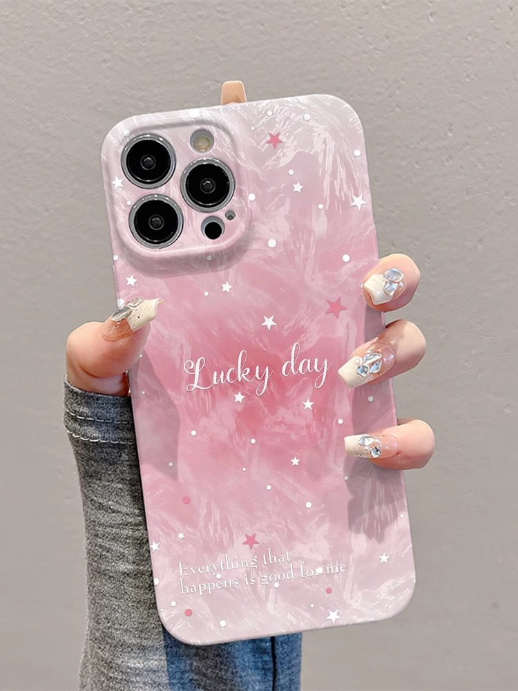 菲林软壳防摔粉水晶文字适用苹果16华为reno14小米15vivox200 1加