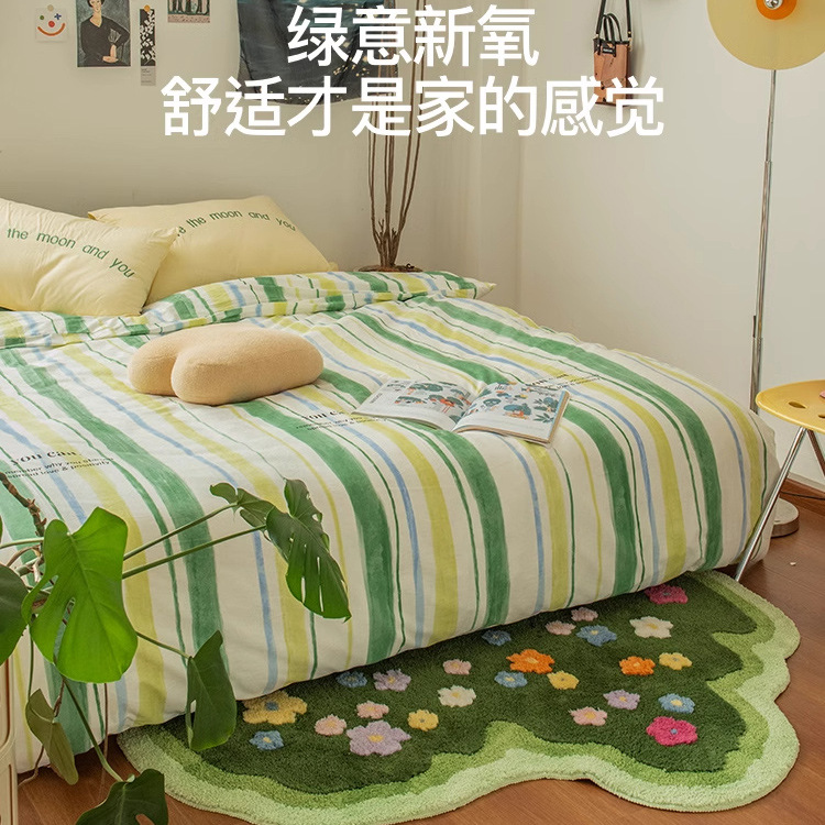 仿羊绒卧室学生宿舍床边毯客厅沙发茶几防滑绿色植绒苔藓地毯毯子