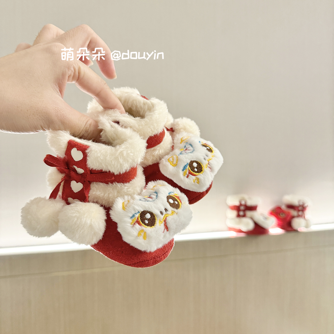 新款宝宝新年虎头鞋冬3-12月加绒保暖婴儿红色喜庆学步棉鞋雪地靴