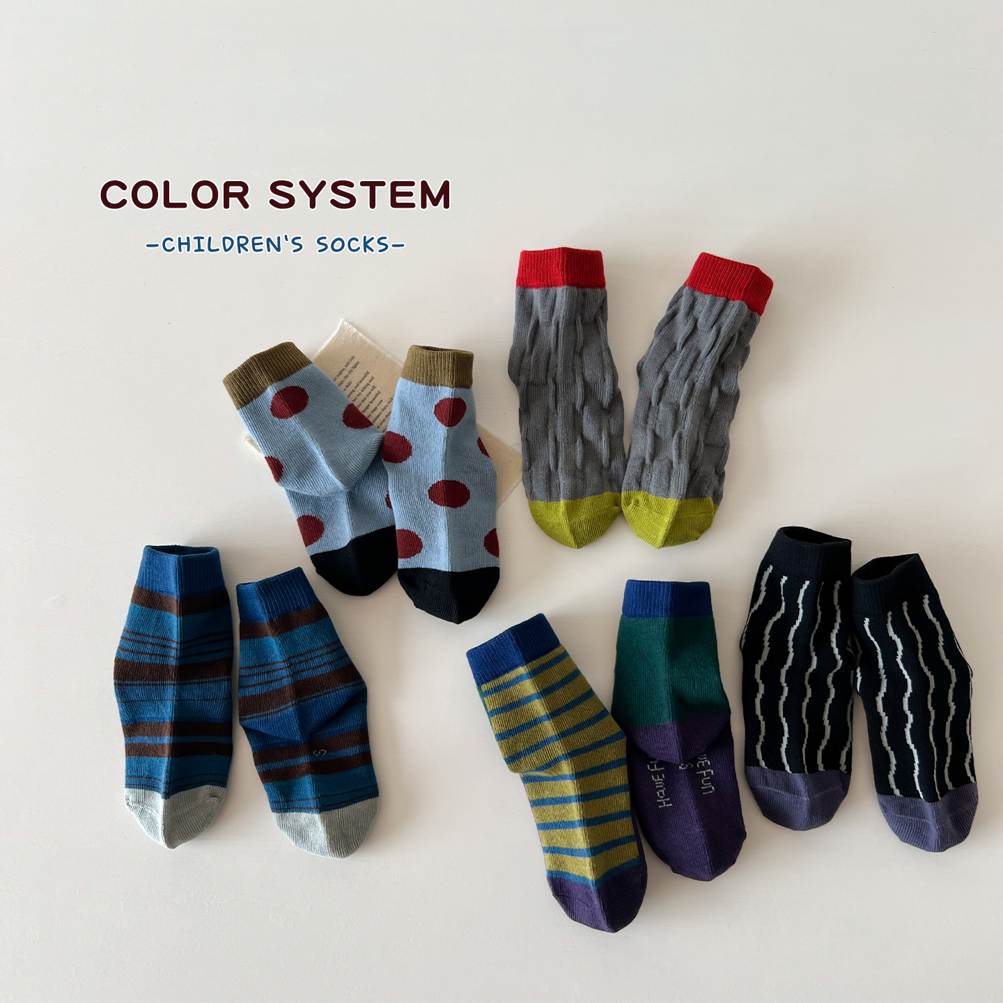 男童袜子春秋棉袜中筒袜儿童韩版ins拼色潮袜秋天男宝宝无骨棉袜