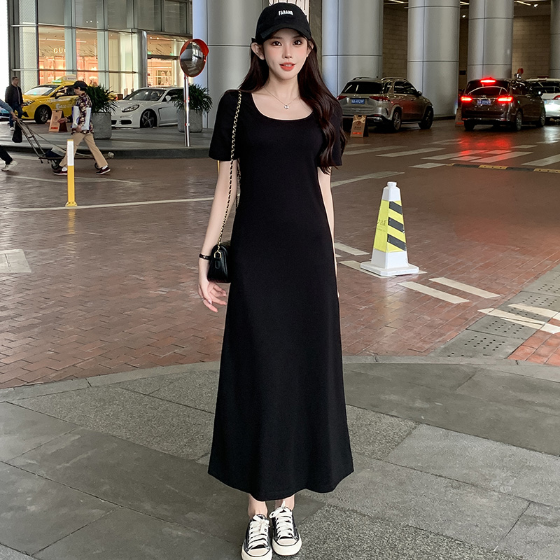 【小冰皮】轻奢小众高级感女装宽松休闲百搭连衣裙长款打底裙T恤裙