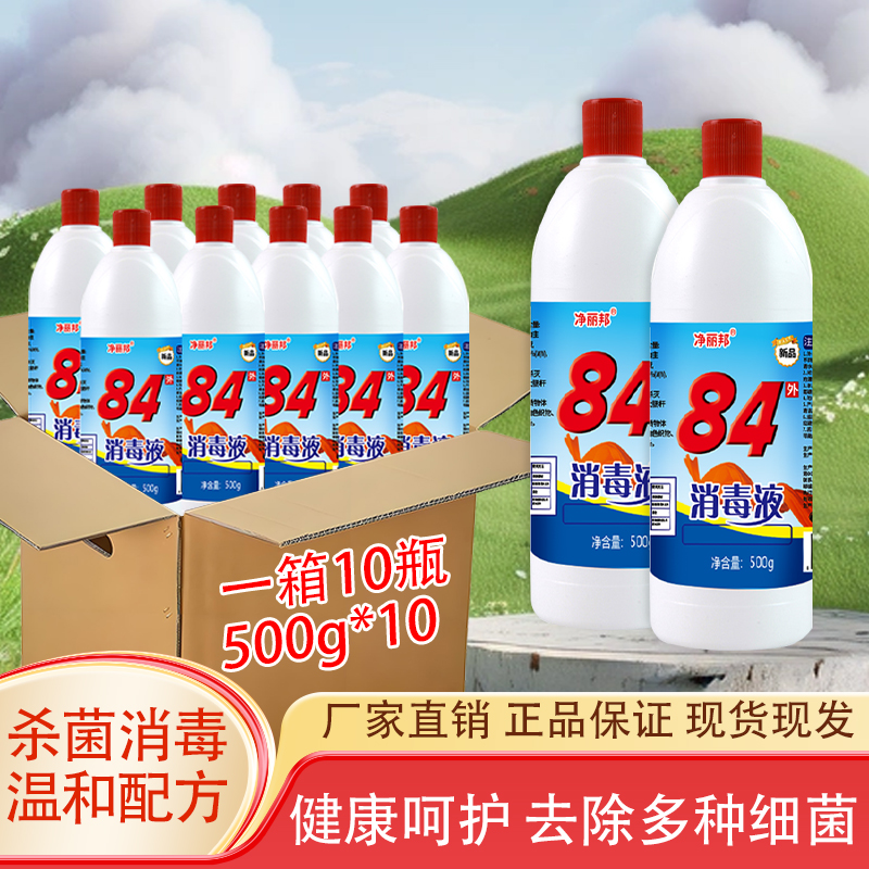 84消毒液500g*10瓶装家用衣物宠物消毒水厕所漂白去黄整箱正品