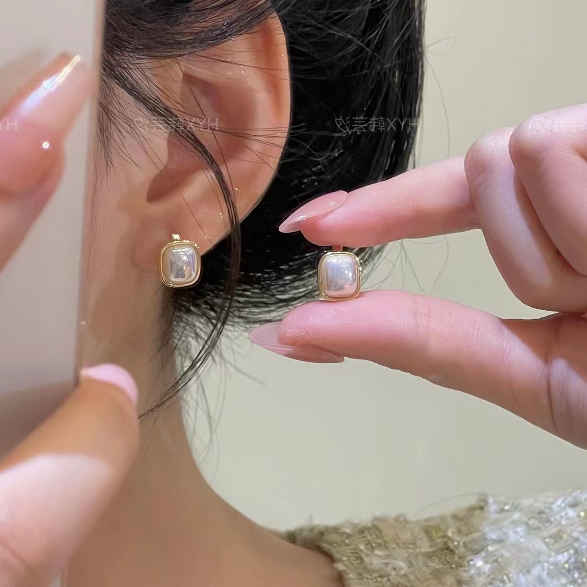 韩芸汐HYX 耳饰 2025新品小香风耳扣耳环 A-67