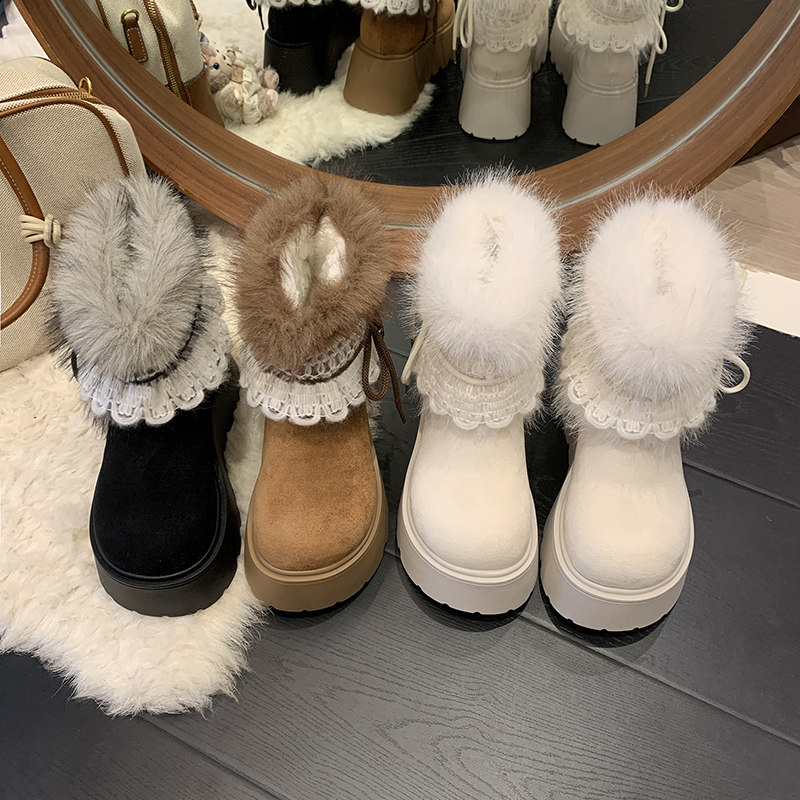 厚底增高8CM小个子显瘦气质百搭休闲毛茸茸冬季新款2025雪地靴女