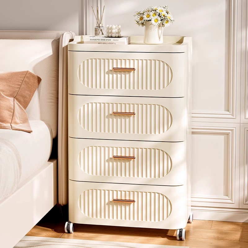 抽屉式收纳柜家用客厅带轮置物柜多层加厚夹缝储物柜子卧室床头柜