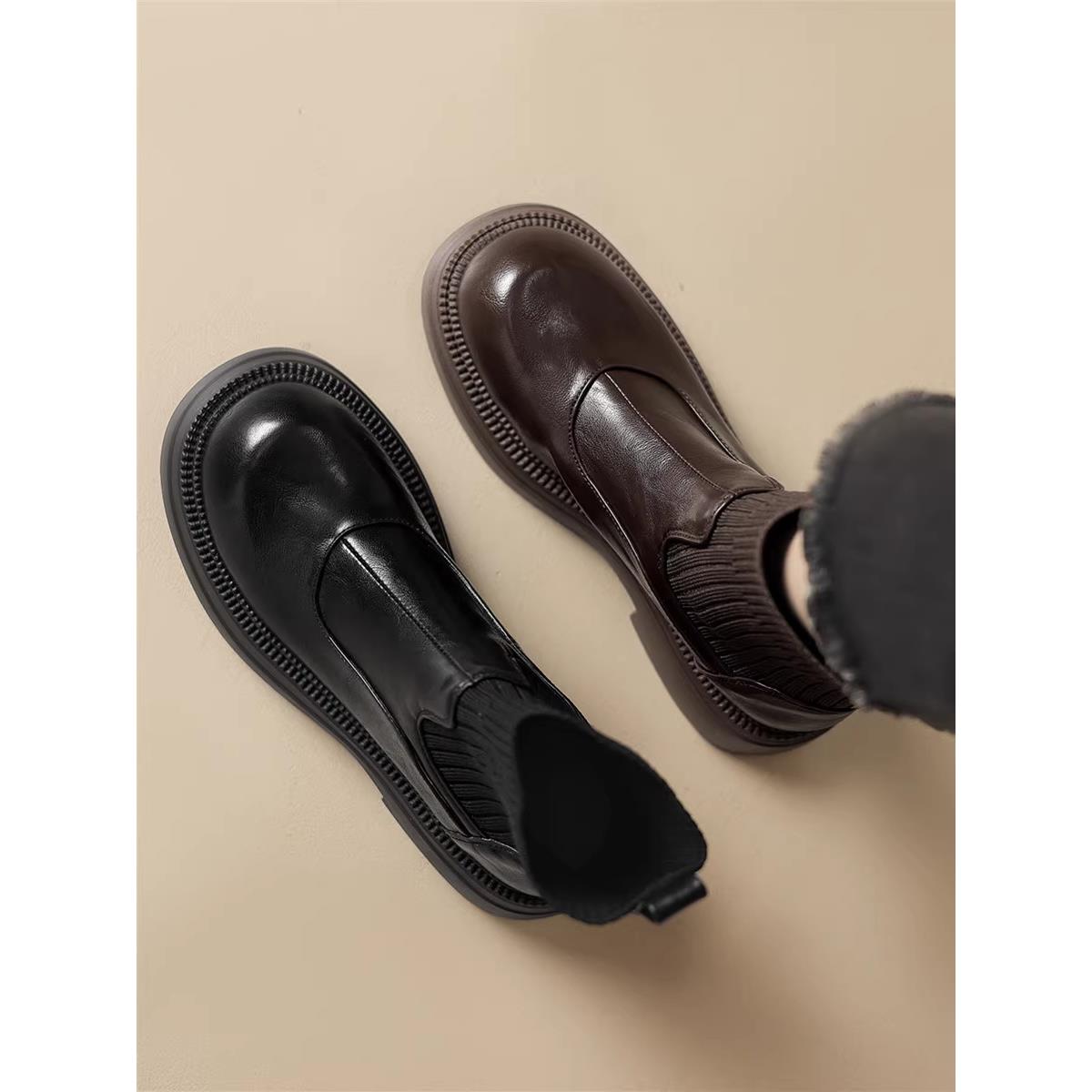 大码女鞋34-43码大码40码41码42码43短靴弹力瘦瘦靴英伦风马丁靴