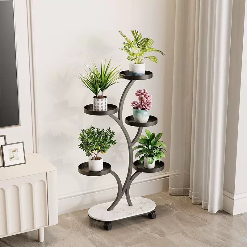 轻奢多层花架子客厅落地式阳台置物架多肉手工铁艺花盆托架摆放架