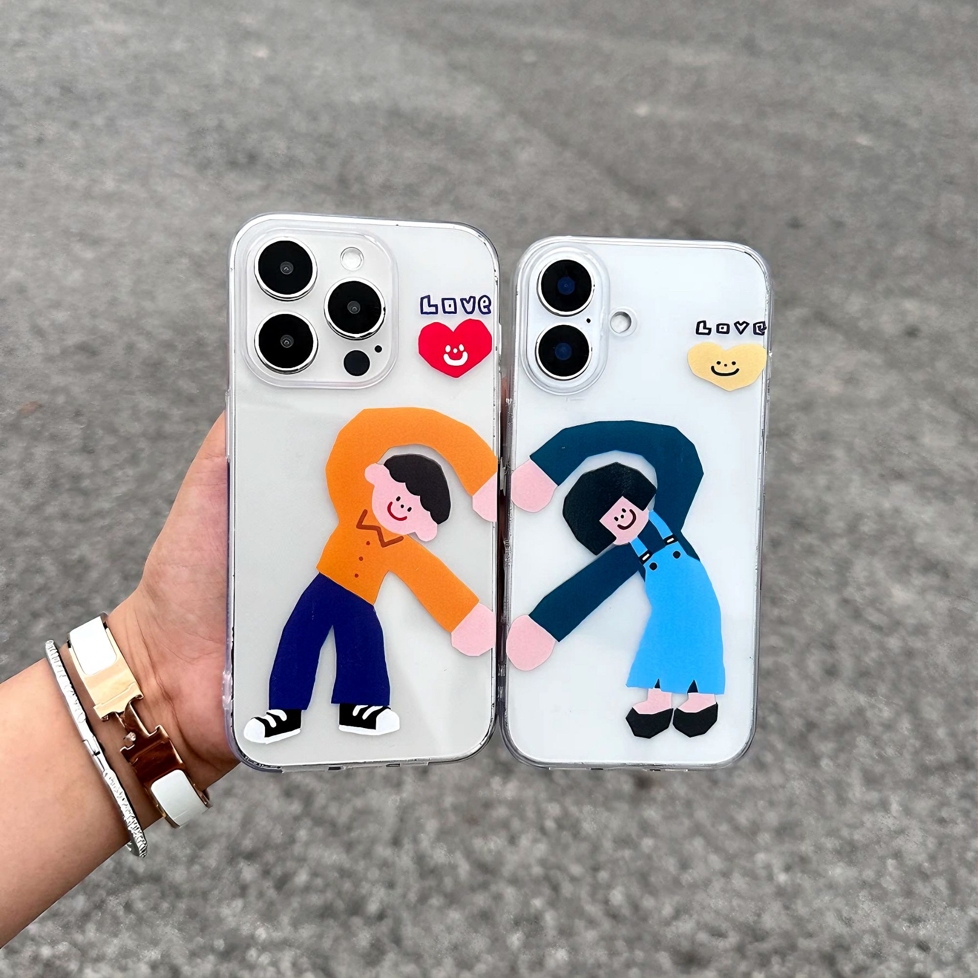 雅天立卡通爱心情侣适用iPhone16/15苹果手机壳华为vivo小米oppo