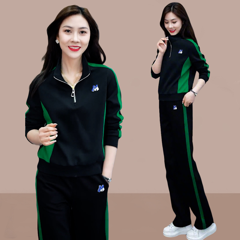 高含棉休闲时尚套装女2026春秋新款洋气减龄立领卫衣跑步服两件套