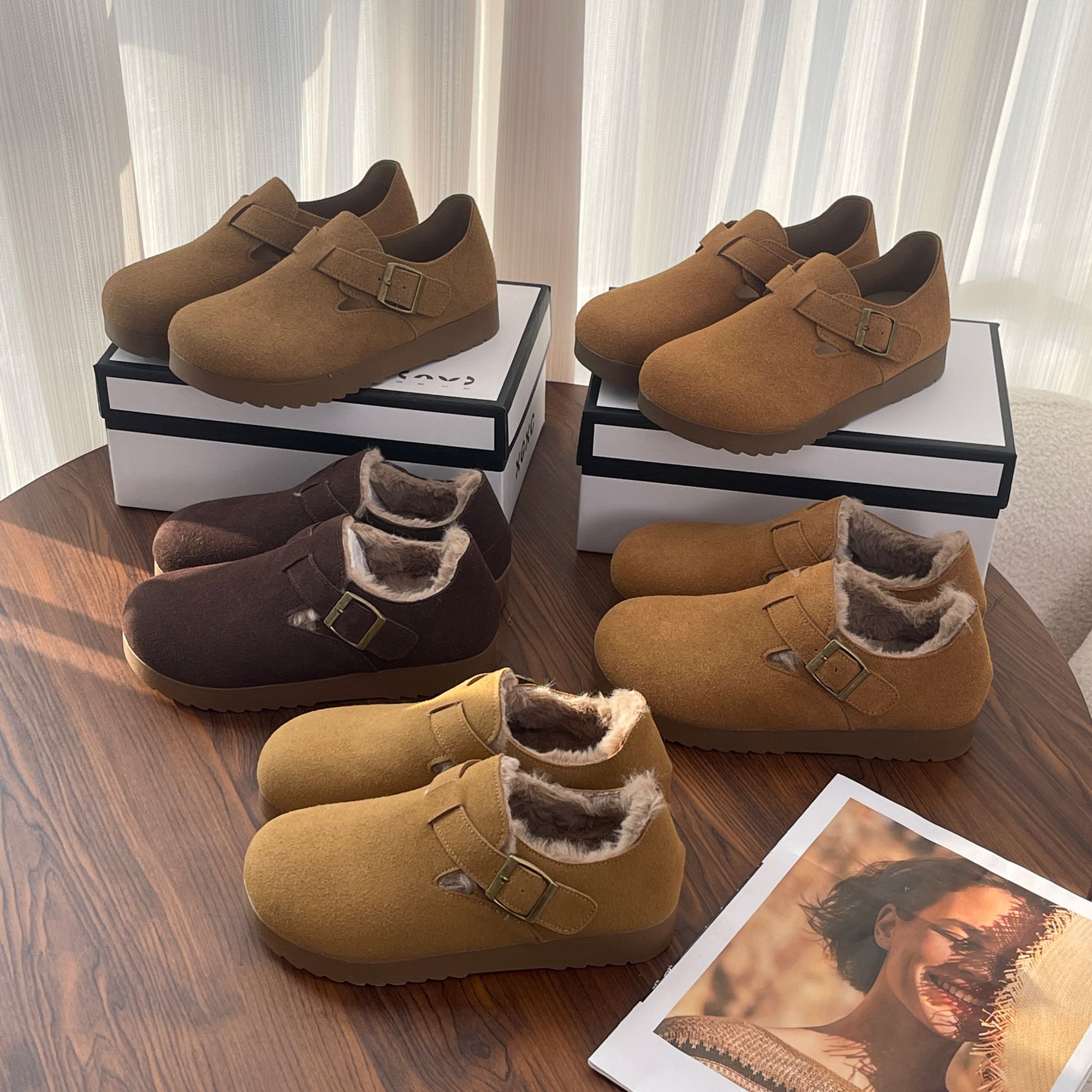 XGXC复古文艺勃肯包头半拖秋冬新款百搭休闲舒适软底勃肯女鞋拖鞋