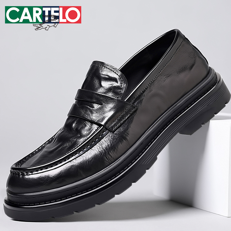 CARTELO/卡帝乐鳄鱼男鞋真皮新款爆款网红开车结婚男士皮鞋乐福鞋