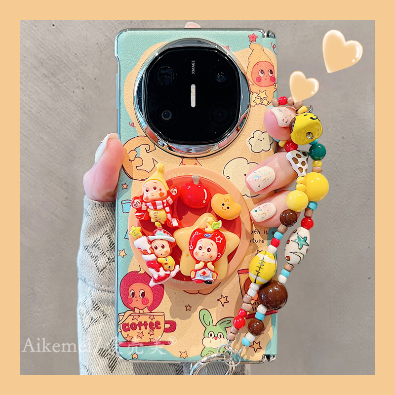 适用华为mateX6折叠屏手机壳MateX5典藏版皮质星星小人X3磁吸支架