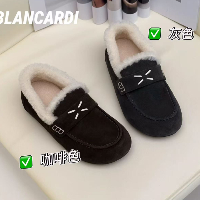 广州真皮加绒勃肯鞋女秋冬新款复古百搭软底保暖毛毛鞋女