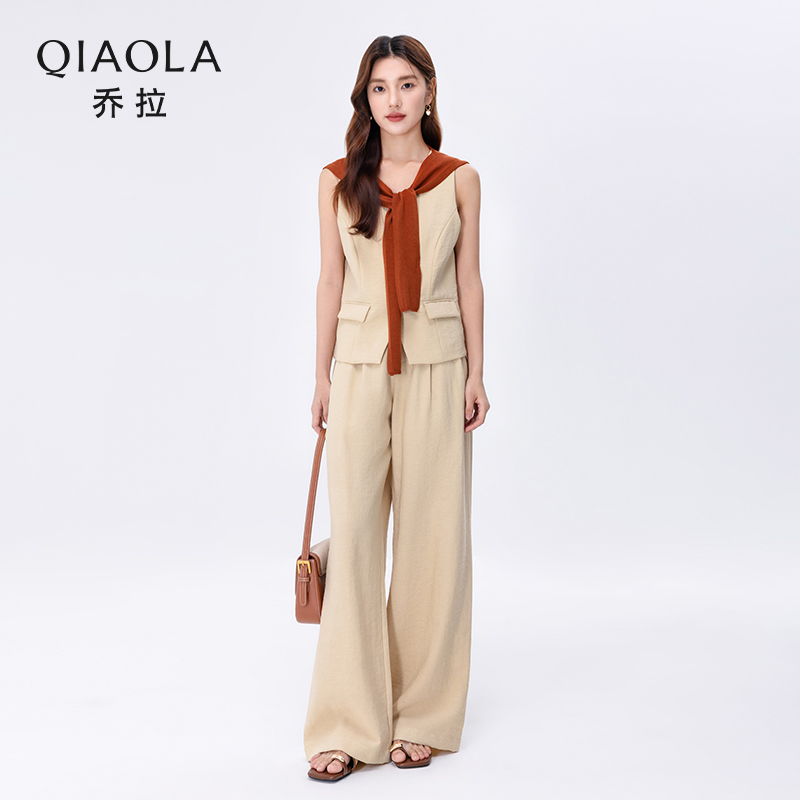 QIAOLA/乔拉【落日倦诗】夏季新款披肩上衣裤子休闲时尚套装预售