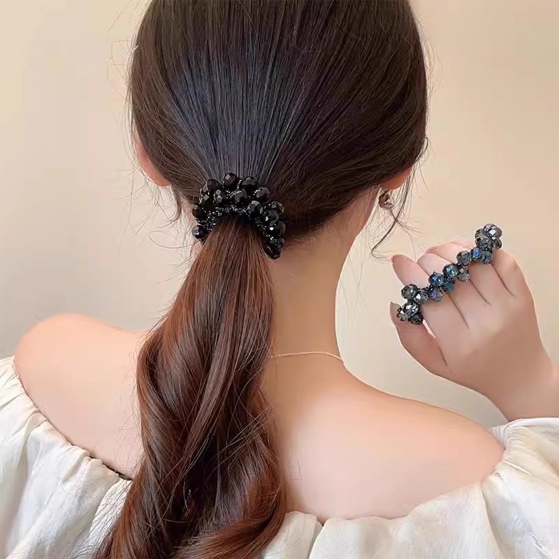 气质百搭高弹力精致时尚发绳高级感扎头发皮筋后脑勺半扎水晶发圈