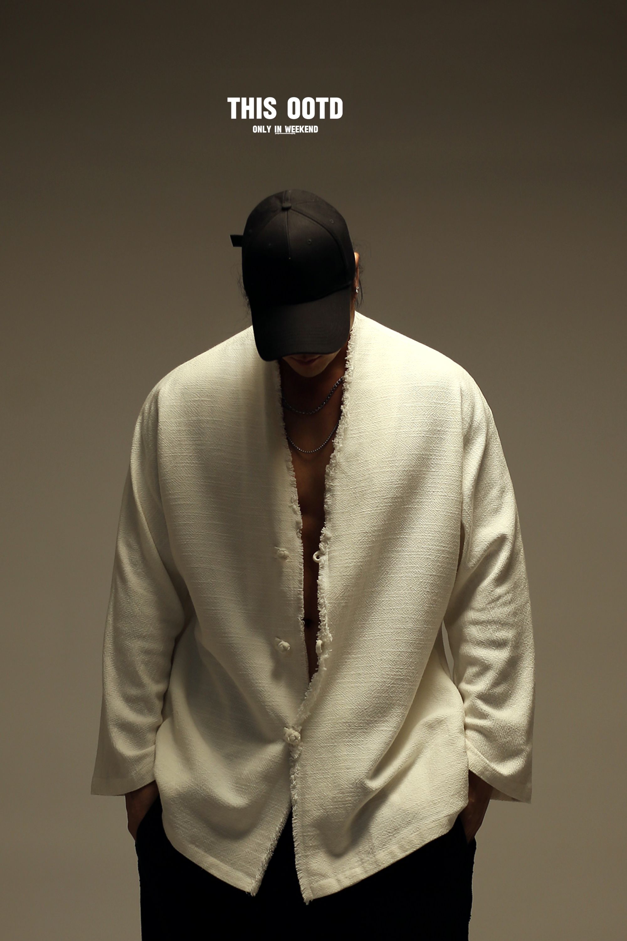 潮流时尚设计款国风盘扣毛边休闲外套