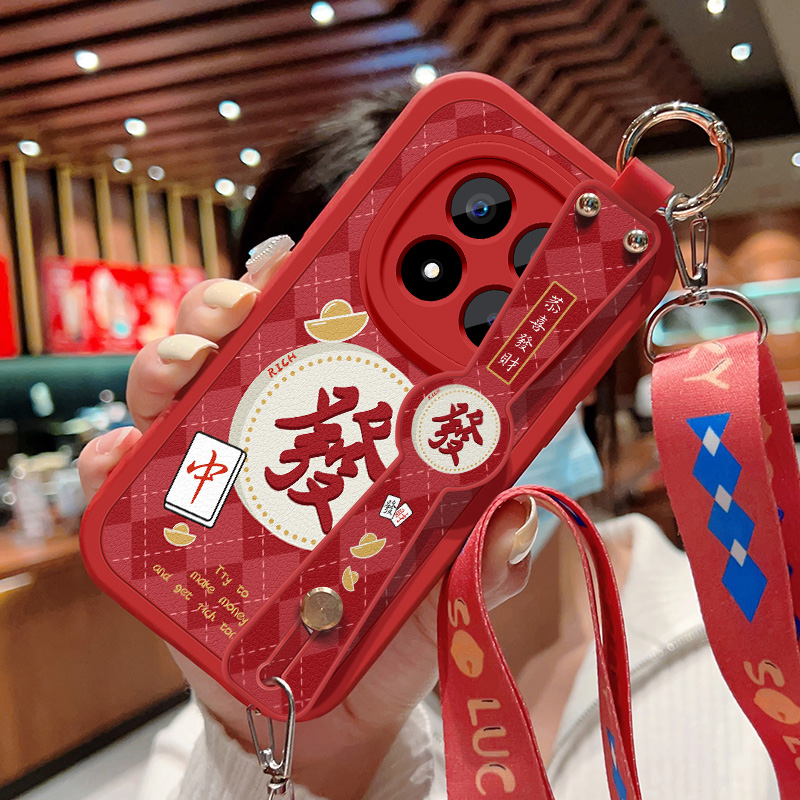 适用红米note15手机壳女小米note15pro+恭喜发财斜挎挂绳全包防摔