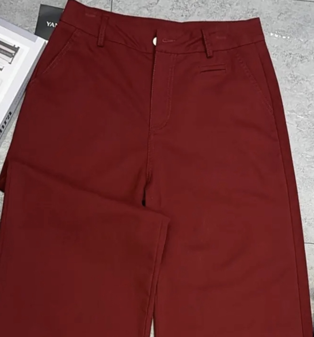 （征禧家）阔腿版长裤纯色显瘦时尚8830红色