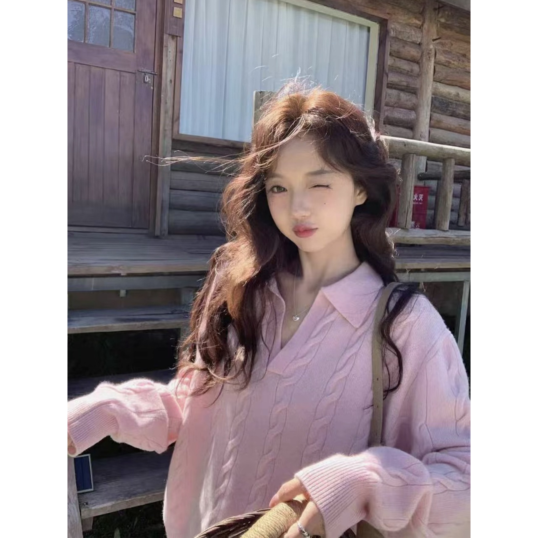 大码女装翻领麻花毛衣女秋冬新款外穿百搭针织衫宽松减龄洋气上衣