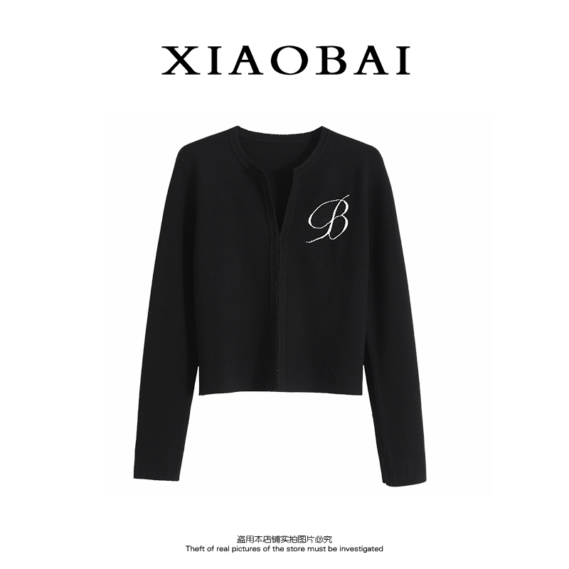 XIAOBAI女士短外套女小个子秋冬季休闲长袖开衫针织衫上衣