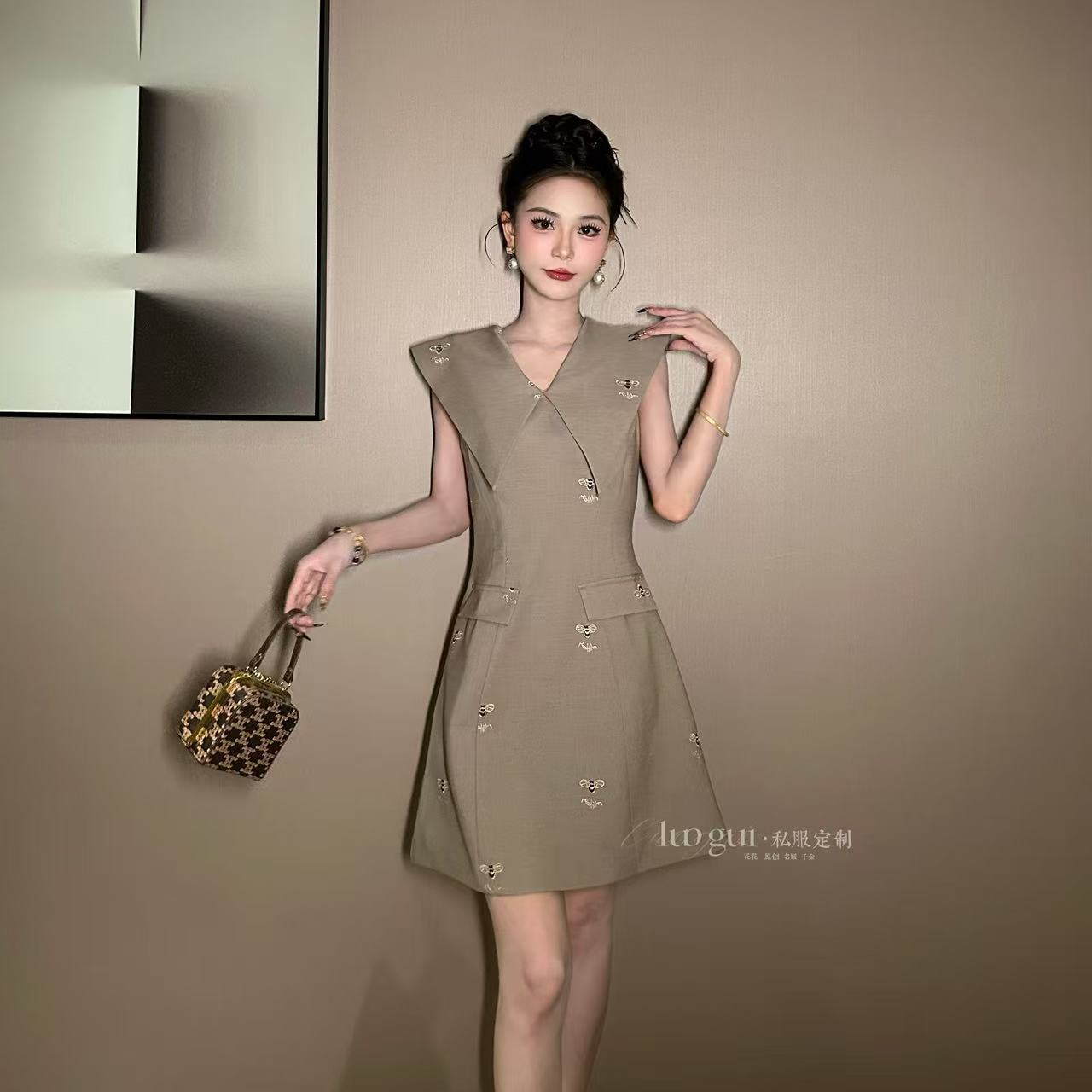 【花花原创】连衣裙显瘦气质小个子法式小众轻奢夏季设计感15449