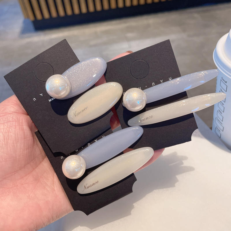 发夹夏季蓝对一夹珠光刘海嘴夹边夹白色搭夹网红字夹清爽闪粉鸭百