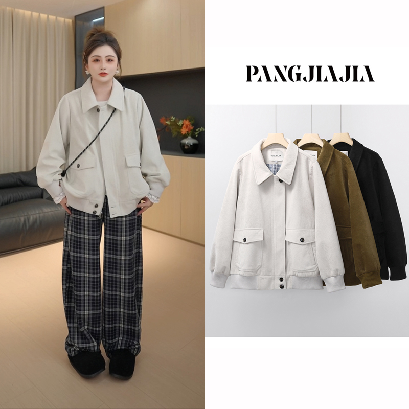 【胖佳佳】现货~珍妮外套 秋季新款时尚百搭厚款夹克服H625T14283