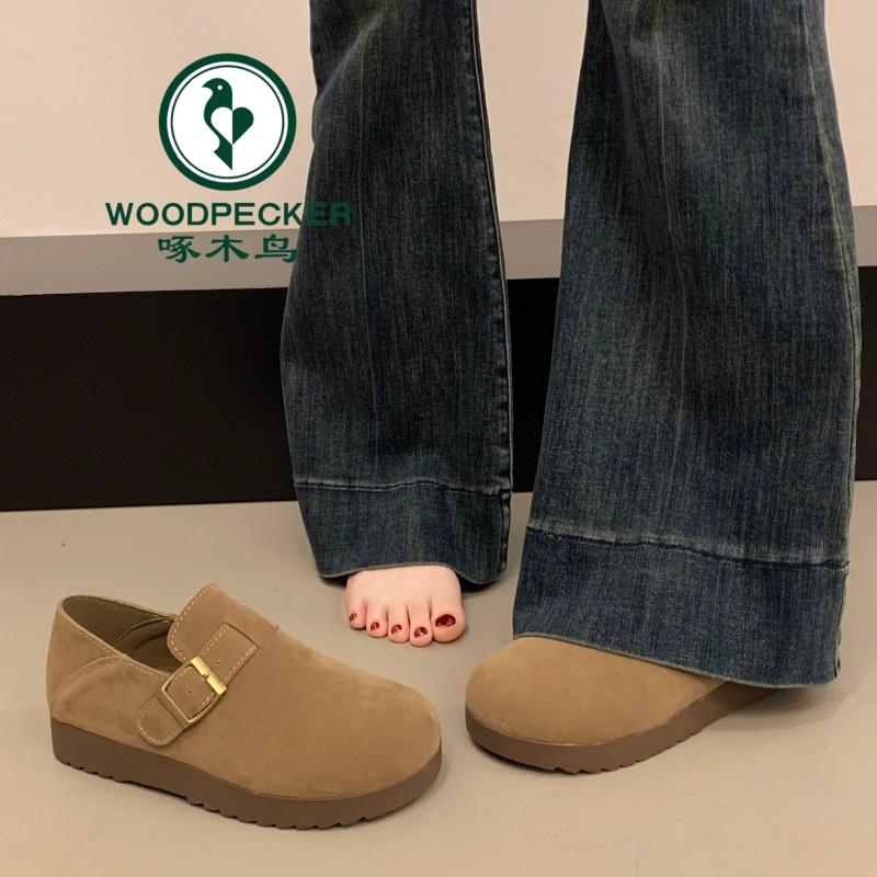 啄木鸟勃肯鞋女款秋季2025新软平底一脚蹬乐福豆豆鞋复古博肯单女