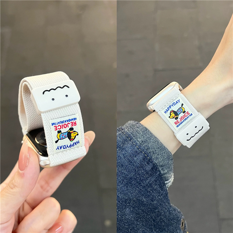 涂鸦香肠狗适用苹果手表iwatchs10表带编织磁吸扣applewatch9腕带