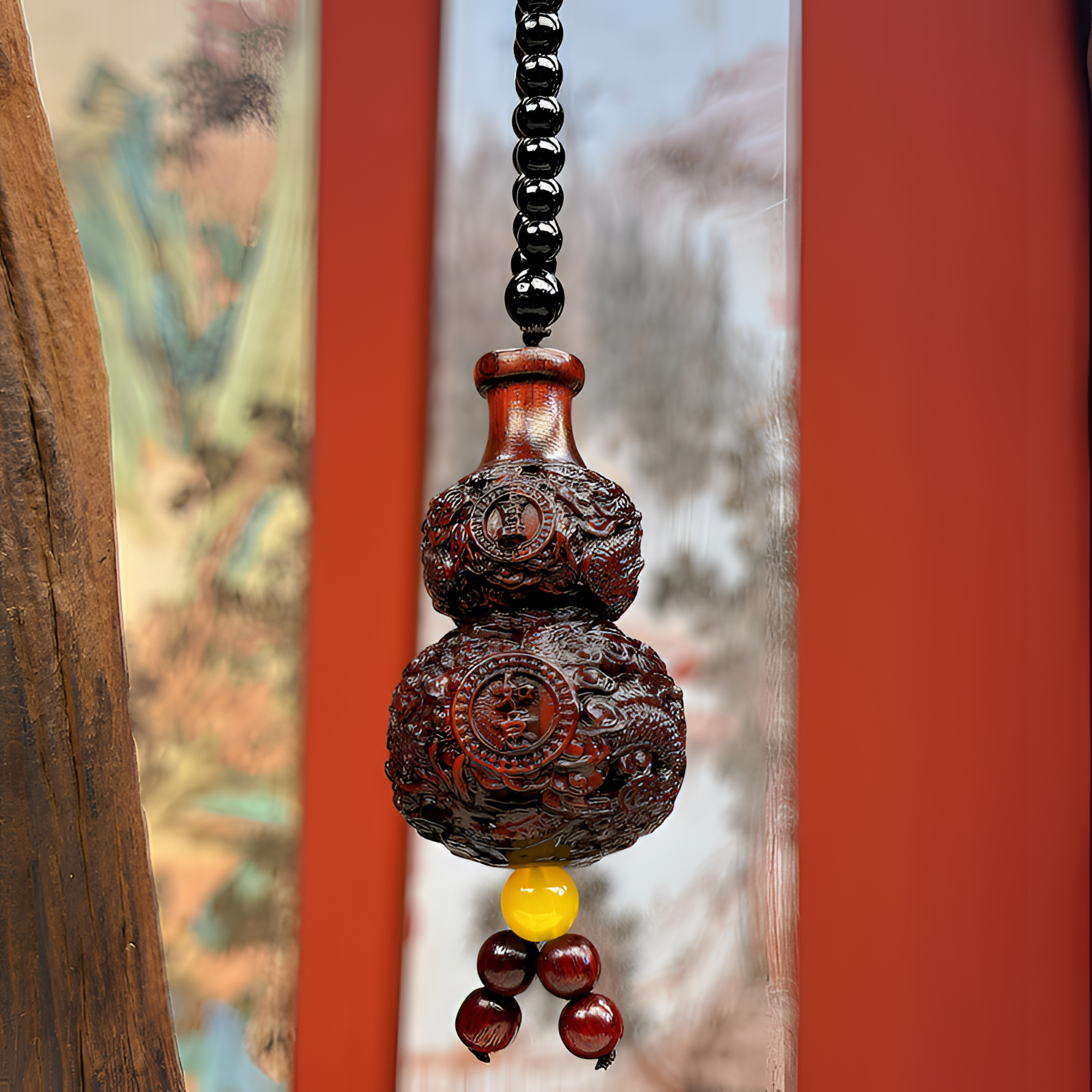 精品 盘龙葫芦 镂空精雕紫檀木 可盘玩 可做车挂